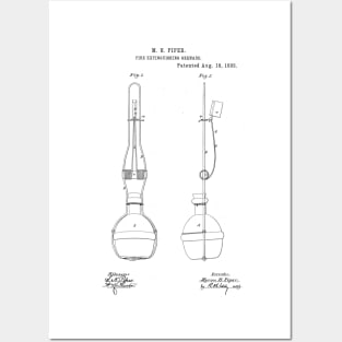 Fire extinguisher Vintage Retro Patent Hand Drawing Funny Novelty Gift Posters and Art